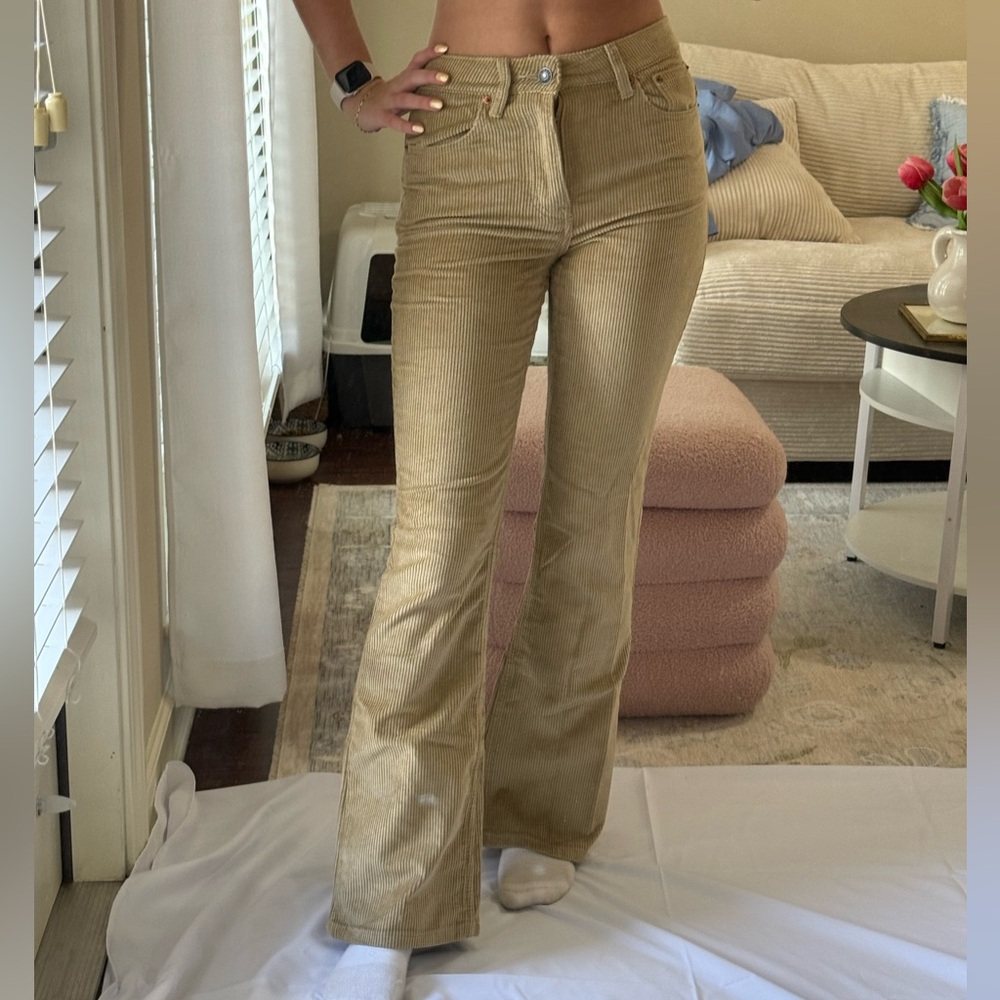 Tan Corduroy Flare Pants